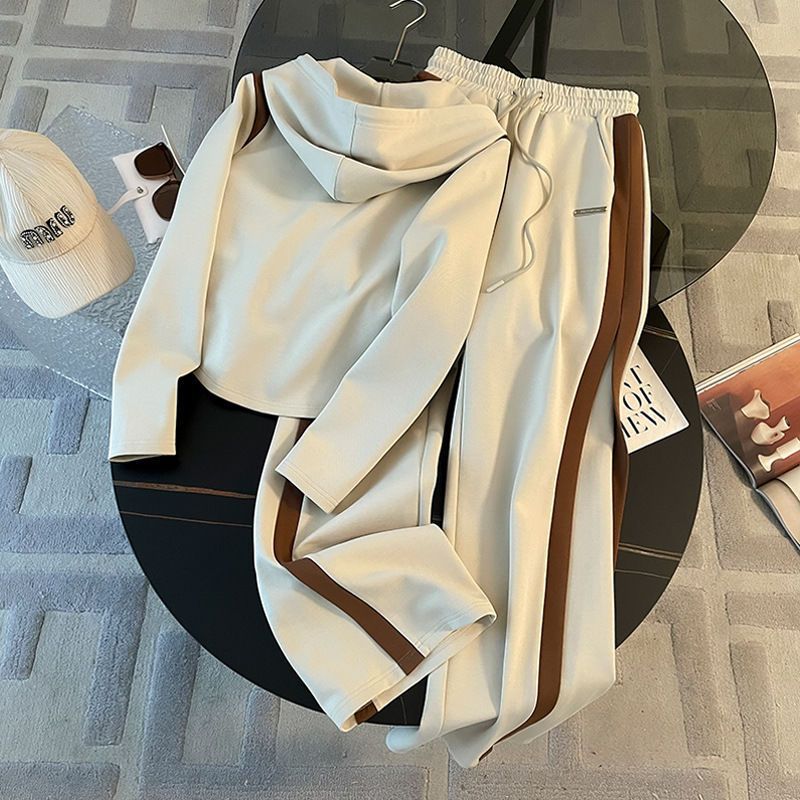 Women's Casual Hooded Sweatshirt and Wide-Leg Pants