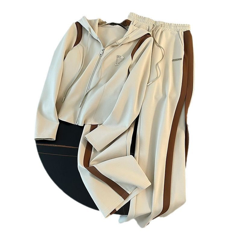 Women's Casual Hooded Sweatshirt and Wide-Leg Pants