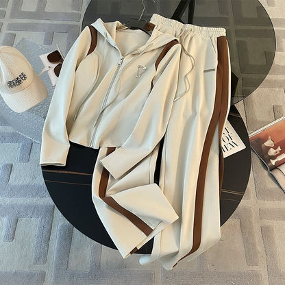 Women's Casual Hooded Sweatshirt and Wide-Leg Pants