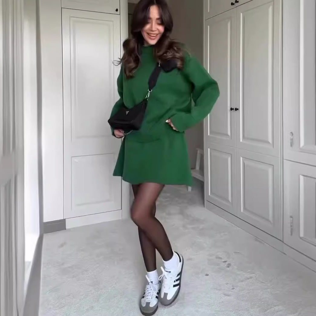 Women's Casual Knit Sweater and Skirt Set