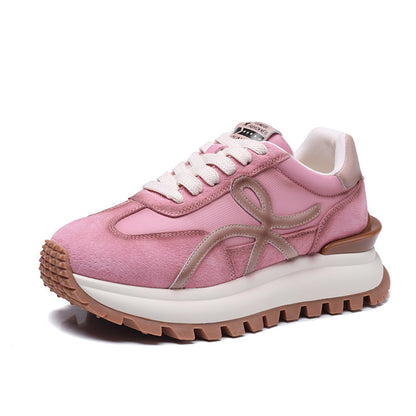 Women's Casual Leather Platform Sneakers