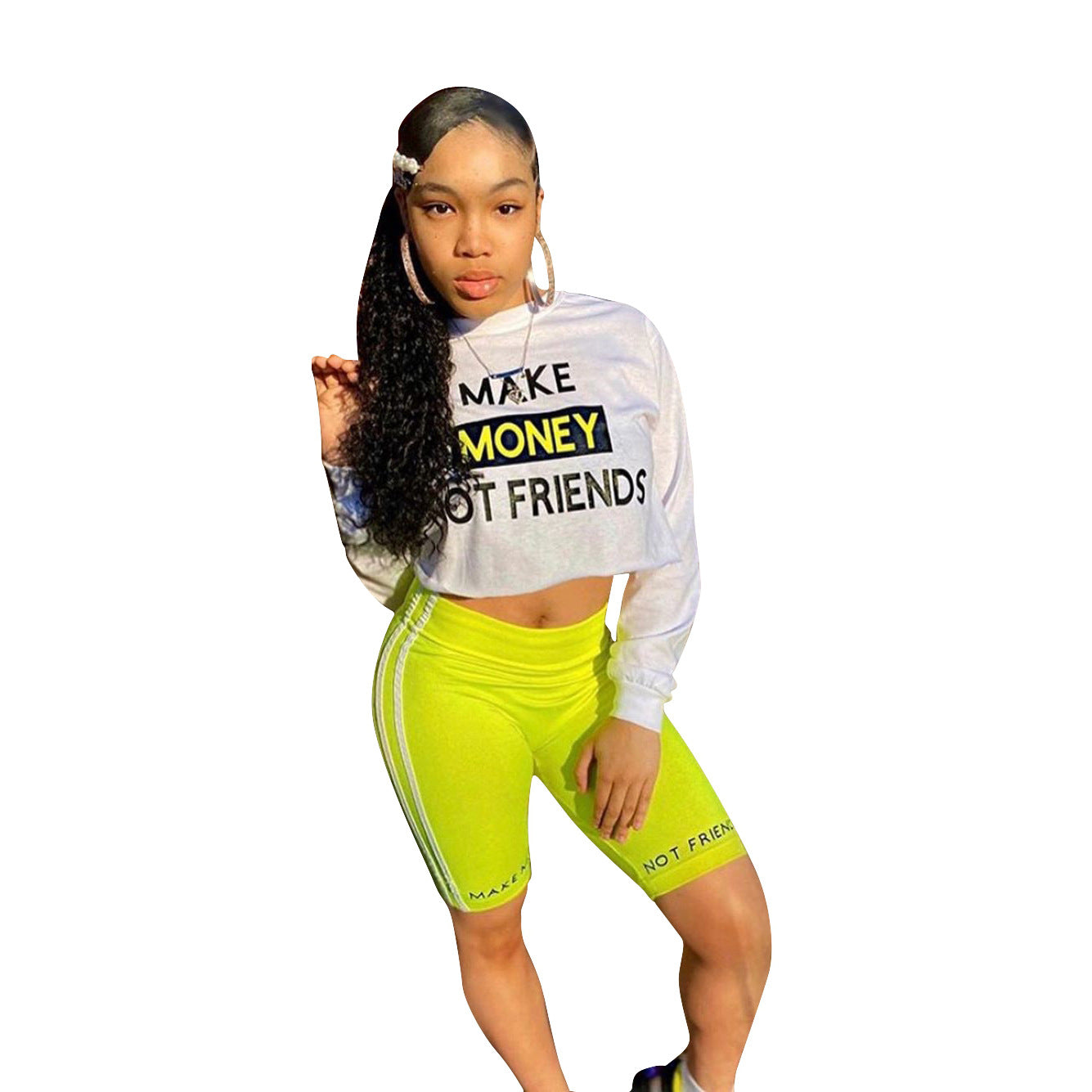 Women's Casual Letter Print Long Sleeve Two-Piece Set