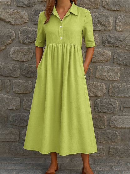 Women's Casual Long Shirt Dress with Pockets