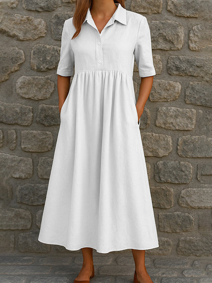 Women's Casual Long Shirt Dress with Pockets