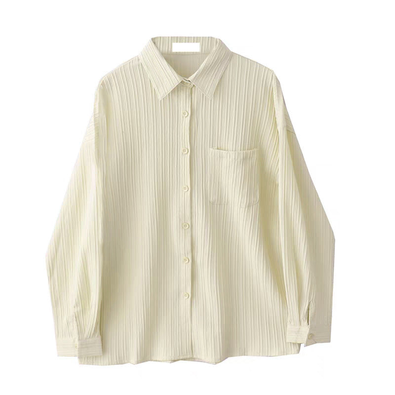 Women's Casual Long Sleeve Shirt with Polo Collar