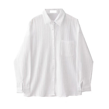 Women's Casual Long Sleeve Shirt with Polo Collar