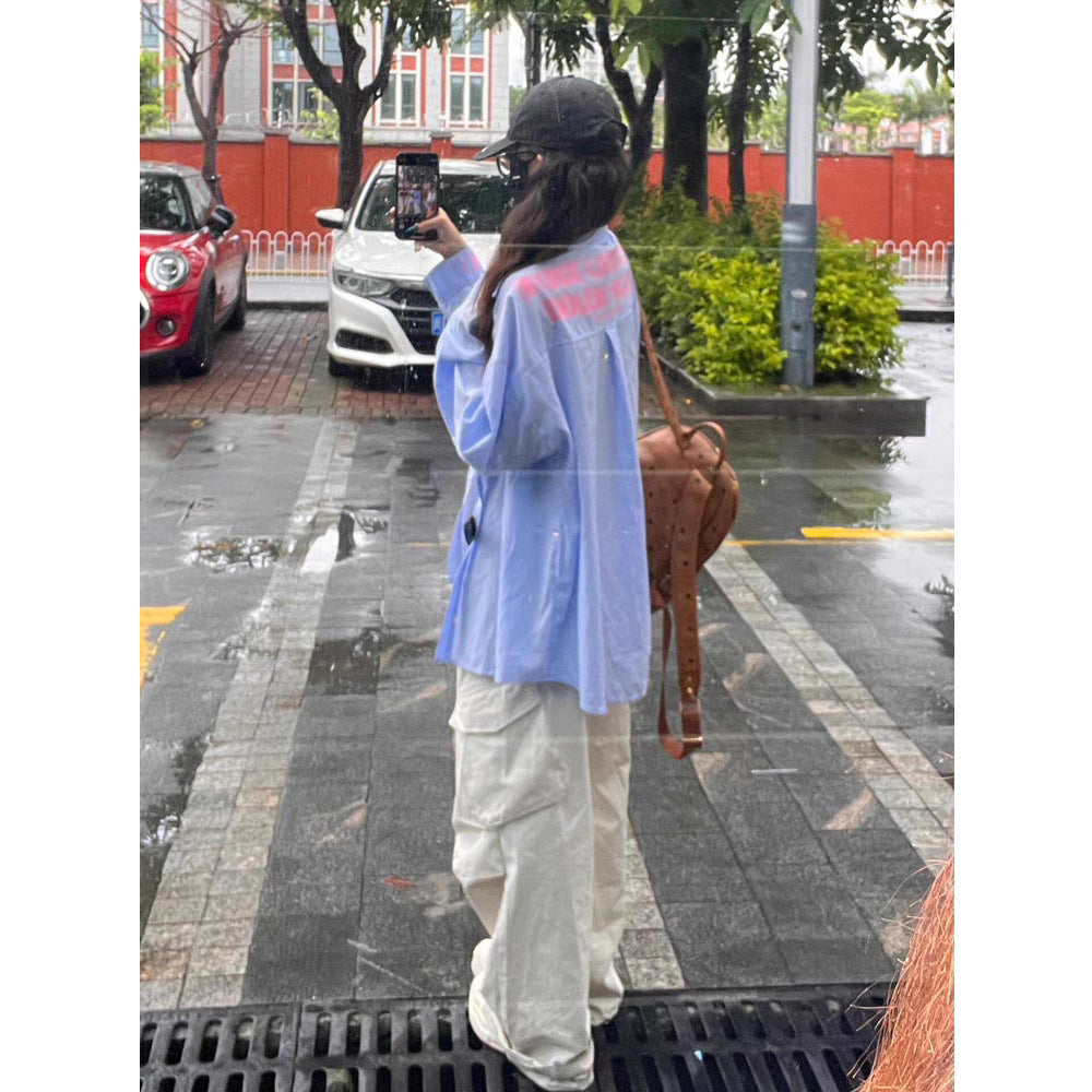 Women's Casual Long Sleeve Shirt with Polo Collar
