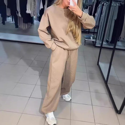 Women's Casual Long Sleeve Two-Piece Set with Sequins