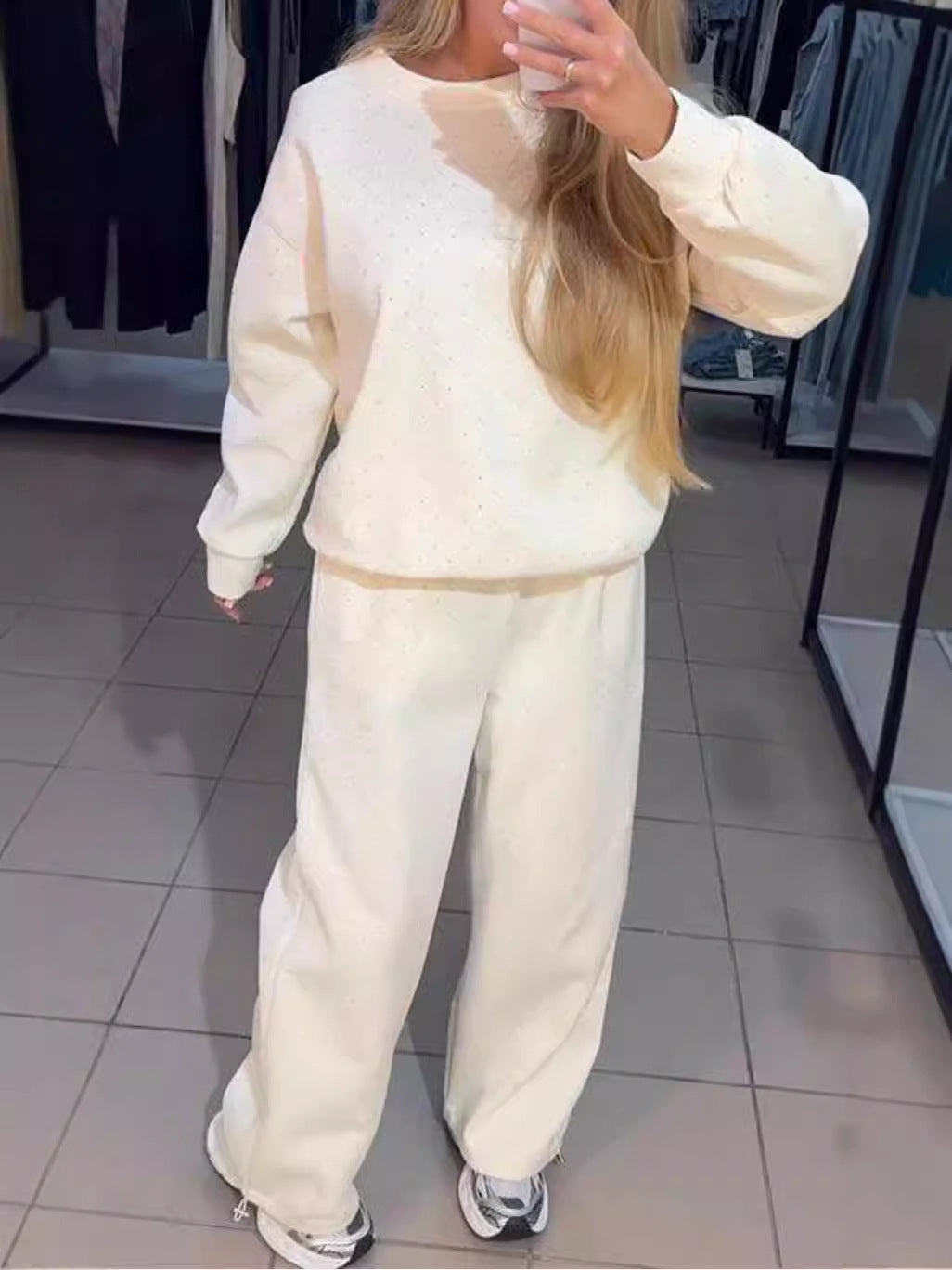 Women's Casual Long Sleeve Two-Piece Set with Sequins