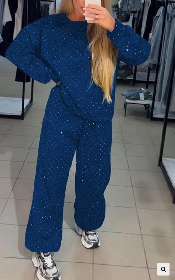 Women's Casual Long Sleeve Two-Piece Set with Sequins