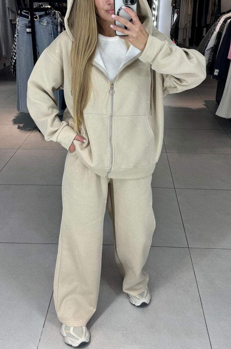 Women's Casual Long Sleeve Two-Piece Set with Sequins