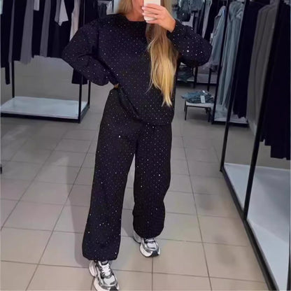 Women's Casual Long Sleeve Two-Piece Set with Sequins
