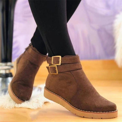 Women's Casual Low-Heel Buckle Boots