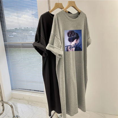 Women's Casual Printed Dress with Short Sleeves
