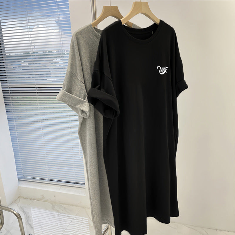 Women's Casual Printed Dress with Short Sleeves