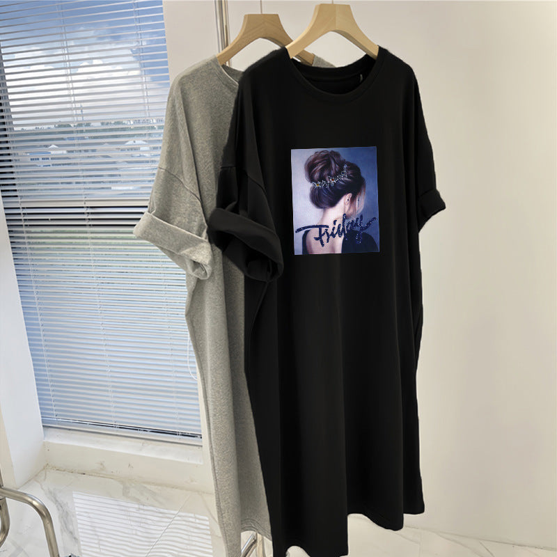 Women's Casual Printed Dress with Short Sleeves