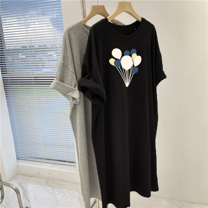 Women's Casual Printed Dress with Short Sleeves