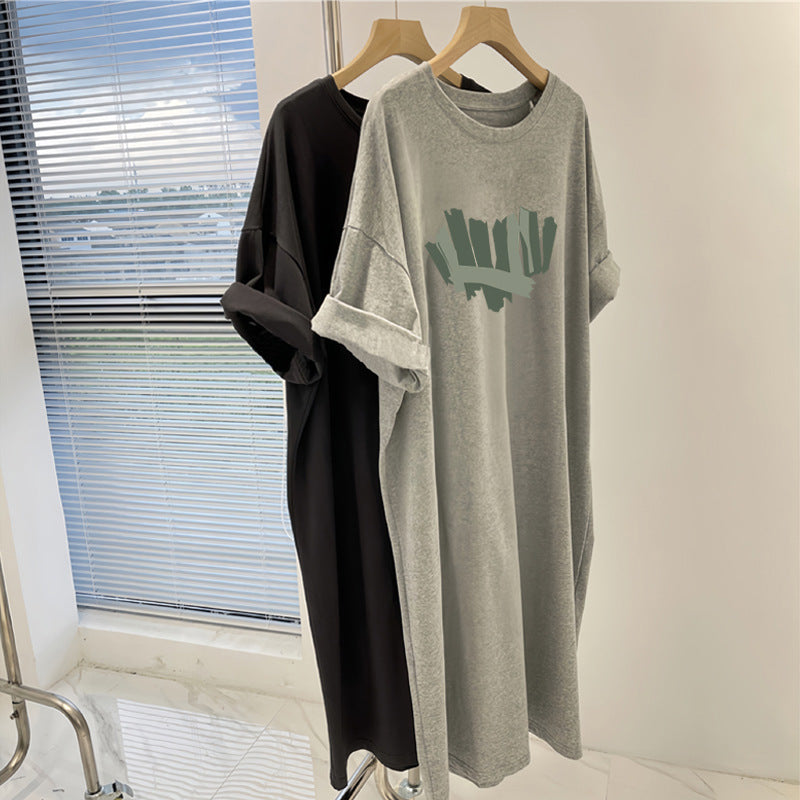 Women's Casual Printed Dress with Short Sleeves