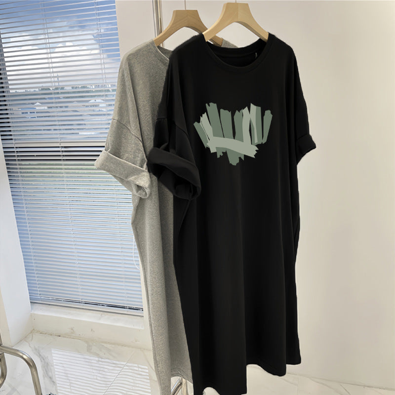 Women's Casual Printed Dress with Short Sleeves