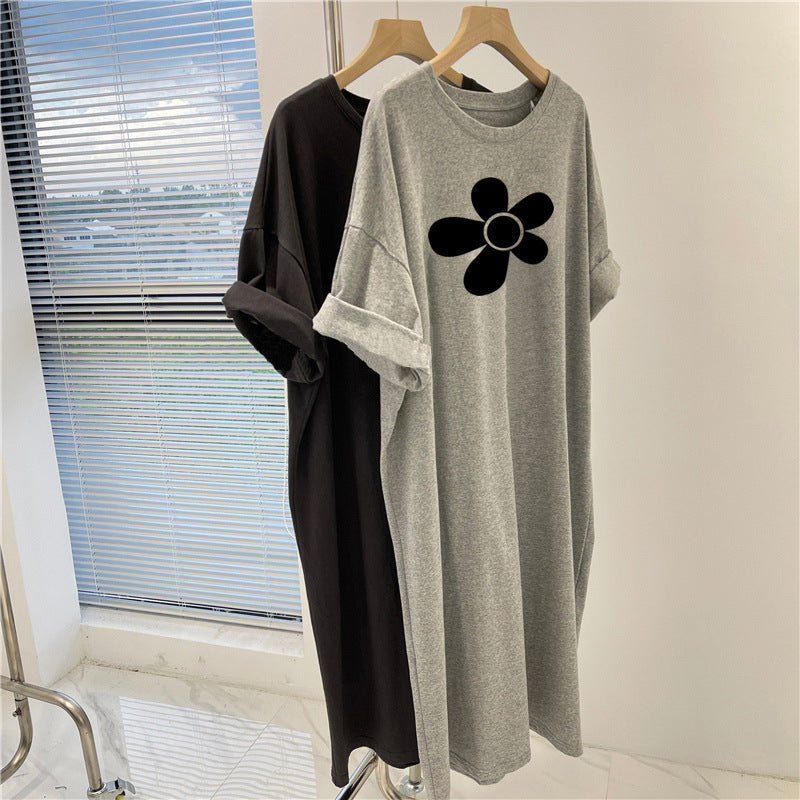 Women's Casual Printed Dress with Short Sleeves