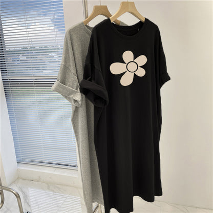 Women's Casual Printed Dress with Short Sleeves