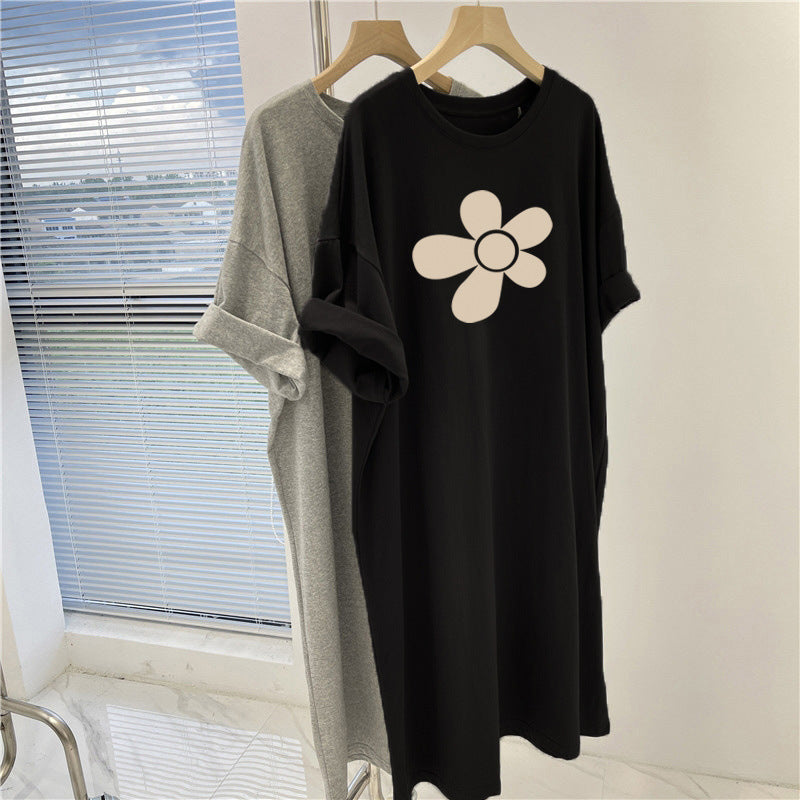 Women's Casual Printed Dress with Short Sleeves