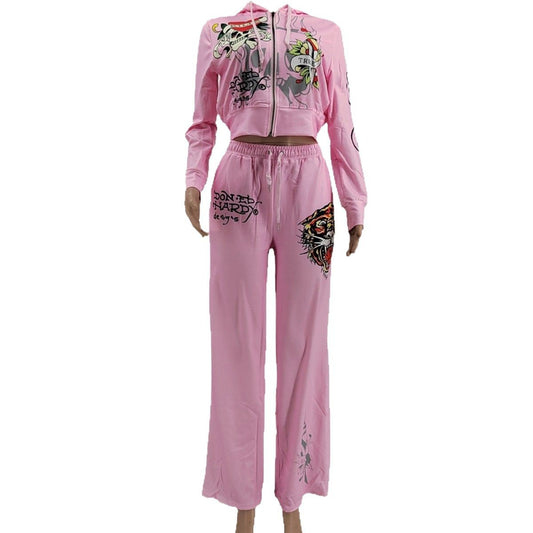 Women's Casual Printed Pants Suit