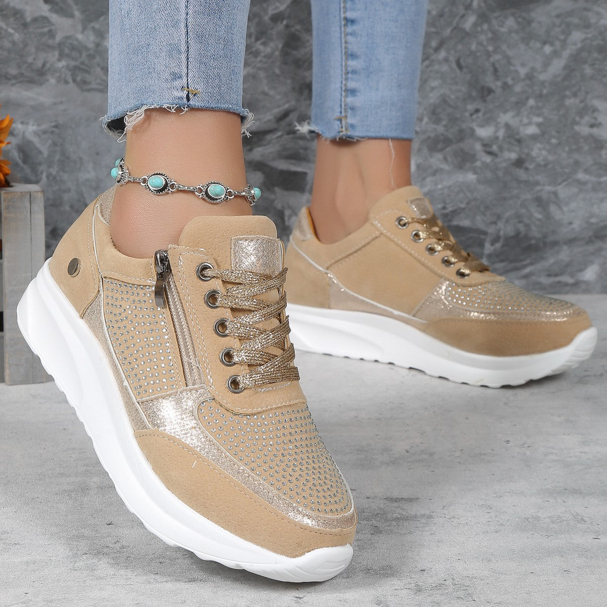 Women's Casual Rhinestone Flat Shoes