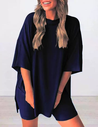 Women's Casual Short Sleeve Shorts Two-Piece Set