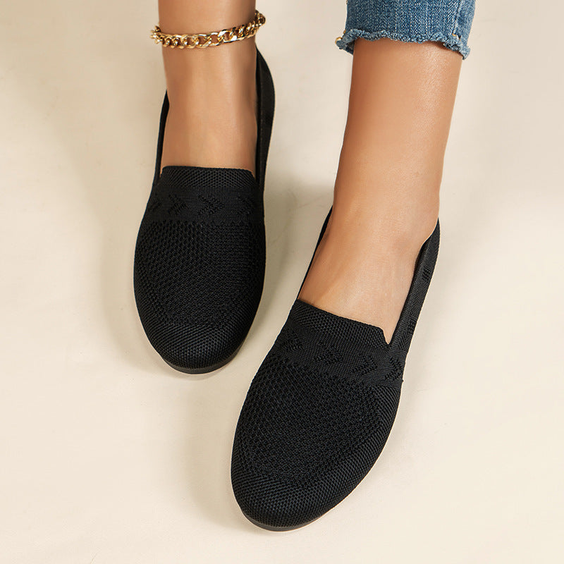 Women's Casual Slip-On Flat Shoes with Mesh Upper