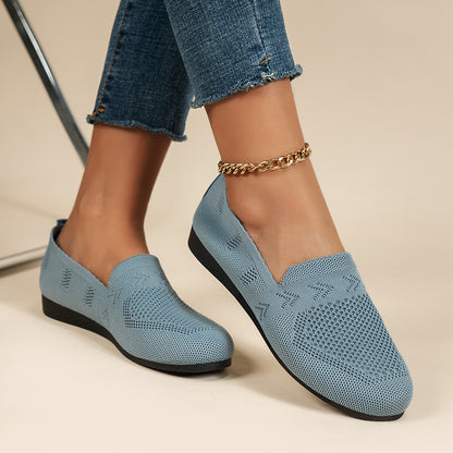 Women's Casual Slip-On Flat Shoes with Mesh Upper