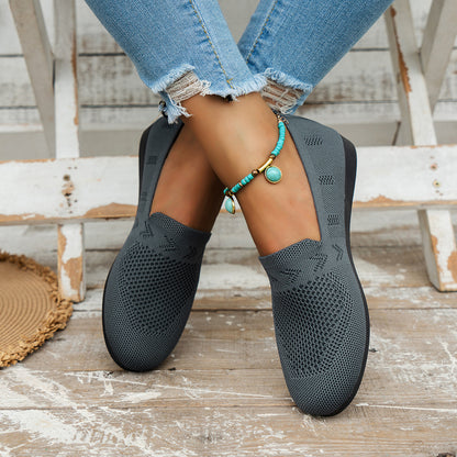 Women's Casual Slip-On Flat Shoes with Mesh Upper