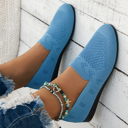 Women's Casual Slip-On Flat Shoes with Mesh Upper