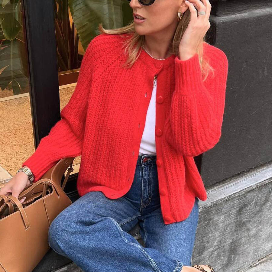 Women's Casual Solid Color Knitted Cardigan