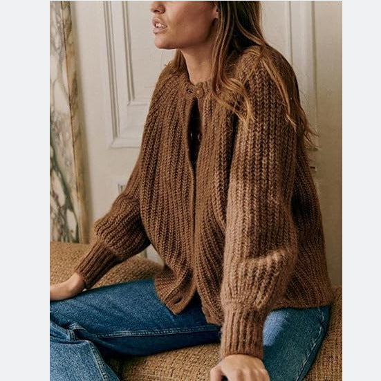 Women's Casual Solid Color Knitted Cardigan
