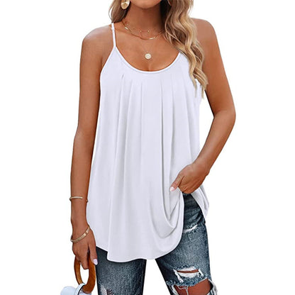 Women's Casual Summer Pleated Sleeveless Shirt