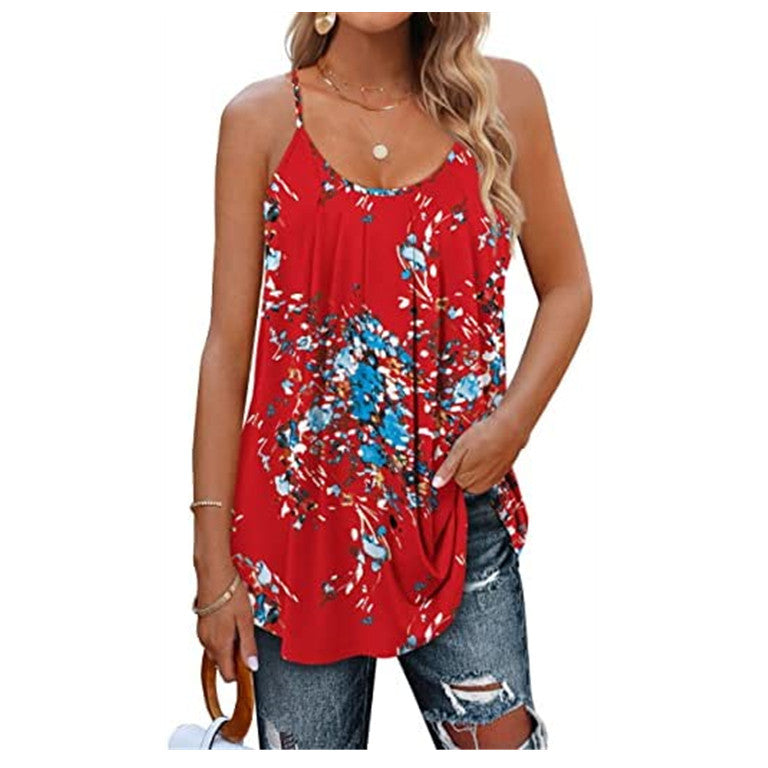 Women's Casual Summer Pleated Sleeveless Shirt