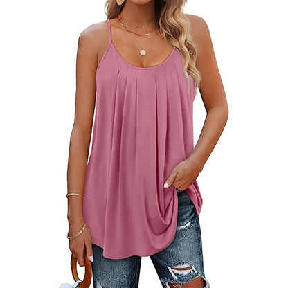Women's Casual Summer Pleated Sleeveless Shirt