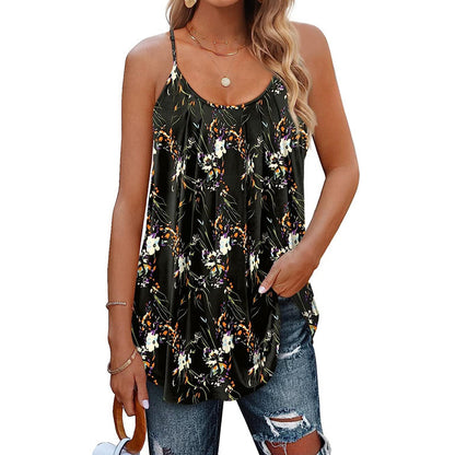 Women's Casual Summer Pleated Sleeveless Shirt