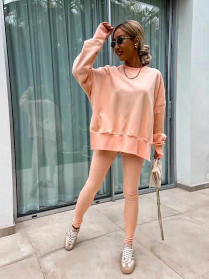 Women's Casual Sweatshirt and Pants Two-Piece Set