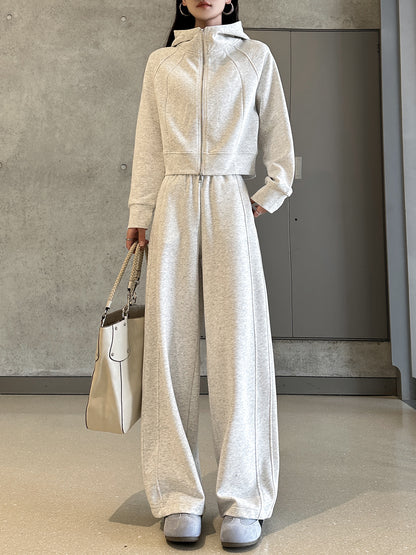 Women's Casual Sweatshirt and Wide-Leg Pants Set