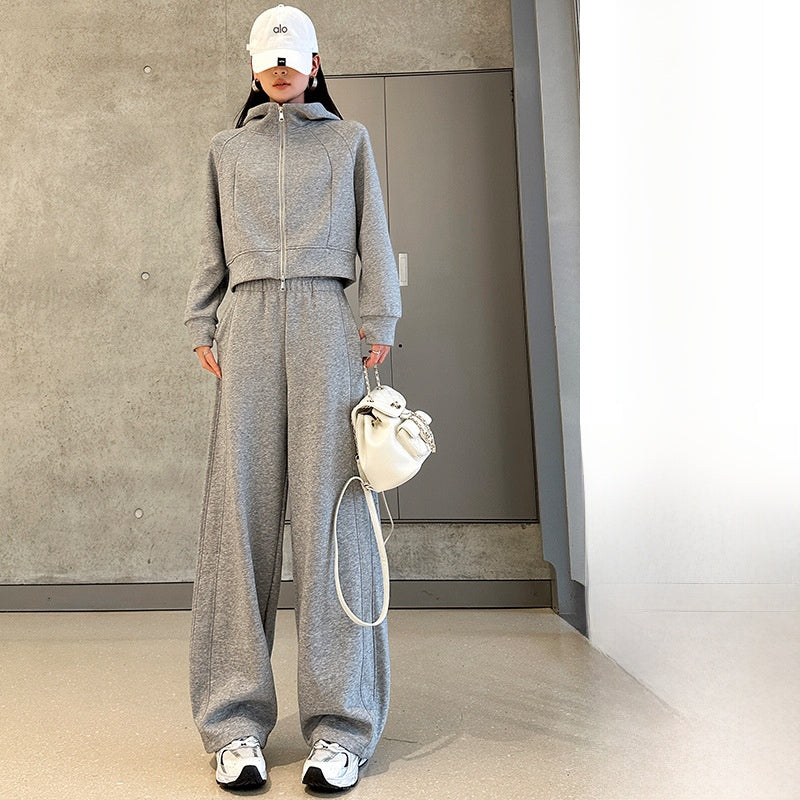 Women's Casual Sweatshirt and Wide-Leg Pants Set