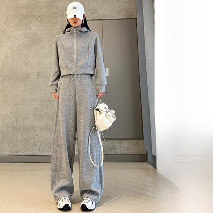 Women's Casual Sweatshirt and Wide-Leg Pants Set