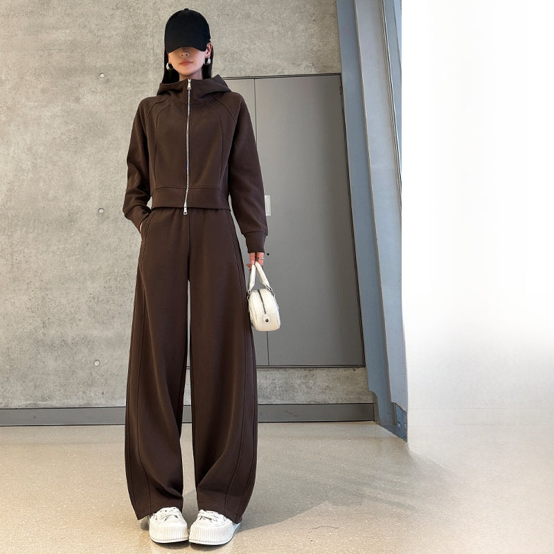 Women's Casual Sweatshirt and Wide-Leg Pants Set