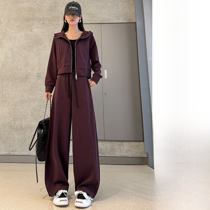 Women's Casual Sweatshirt and Wide-Leg Pants Set