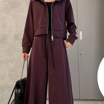 Women's Casual Sweatshirt and Wide-Leg Pants Set