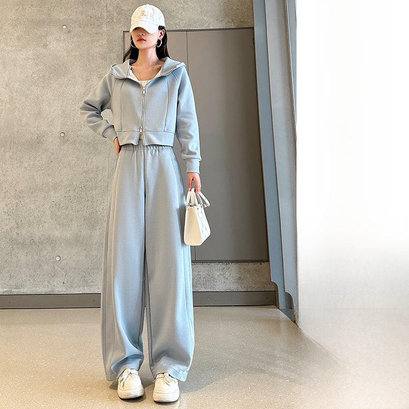 Women's Casual Sweatshirt and Wide-Leg Pants Set