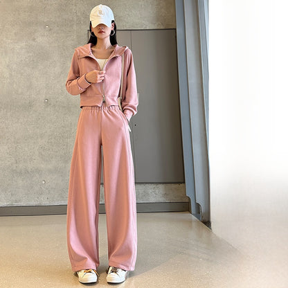 Women's Casual Sweatshirt and Wide-Leg Pants Set