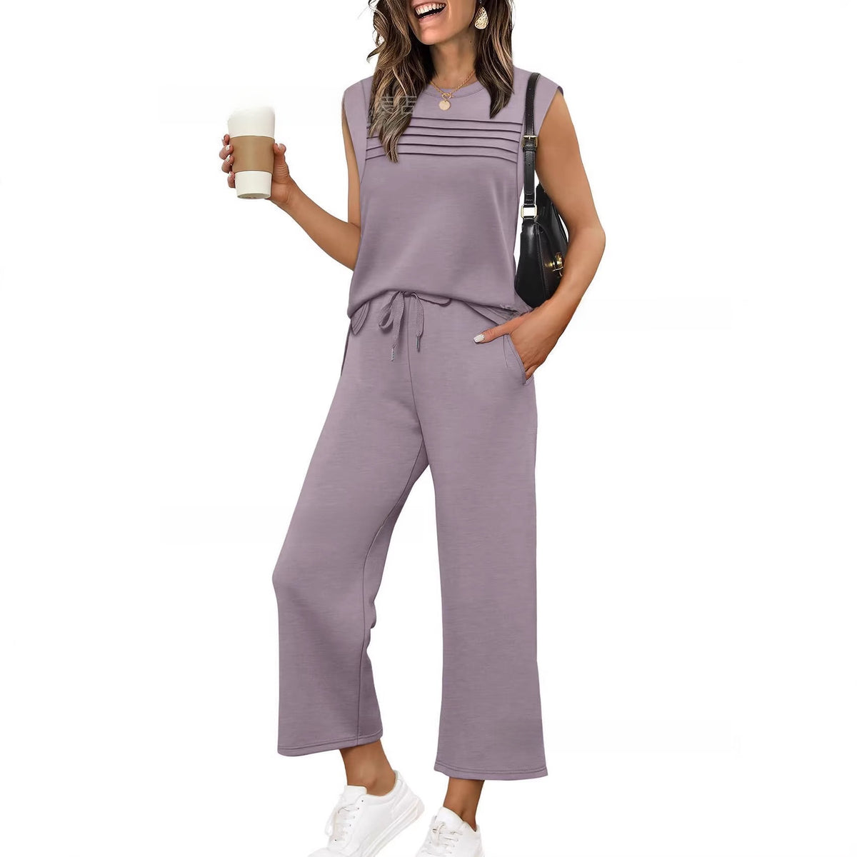 Women's Casual Sweatshirt Vest and Pants Set
