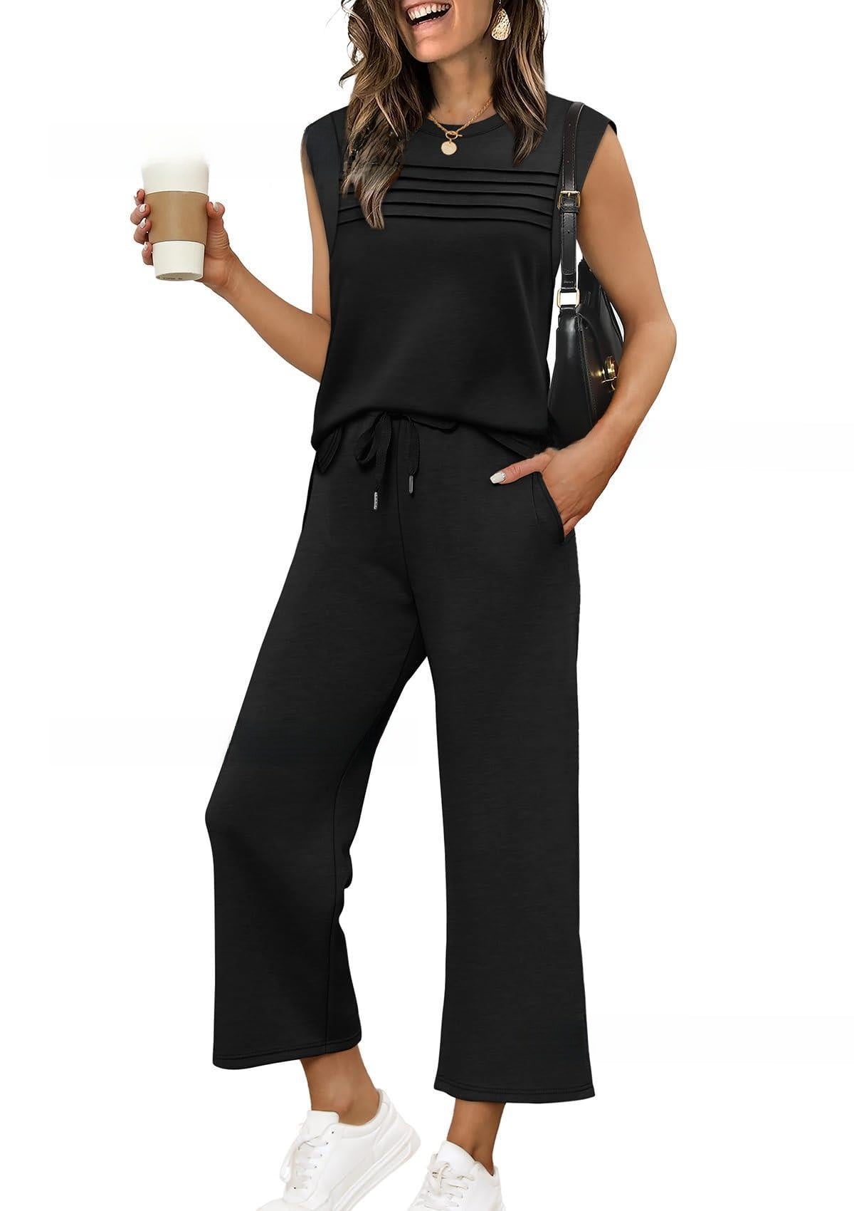 Women's Casual Sweatshirt Vest and Pants Set